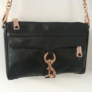 Rebecca Minkoff Mini Mac Black Rose Gold Crossbody
